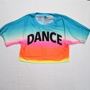 Zumba Dance Cropped Jersey Mesh Gradient Neon Large Top